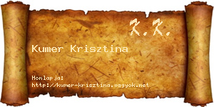 Kumer Krisztina névjegykártya